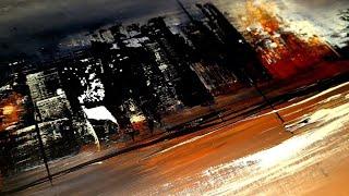 Acrylic Abstract CITYSCAPE Painting with Warm Colors / Abstract Landscape Acrylic Painting (423)