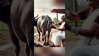 Grandmothed a cow and buffalo which she loved very much  #cow #animals #grandmother #shorts