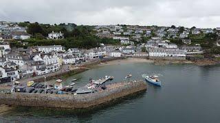 St Mawes Village and Castle on the Roseland Peninsula, Cornwall, UK by Drone 4K