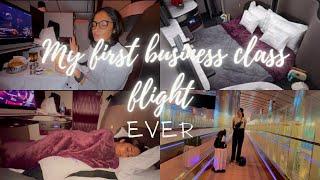 My first business class flight | Qatar Airways | Q suite ( back to USA)