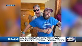 Gov. Sununu saves a choking contestant at Hampton Beach lobster roll eating competition