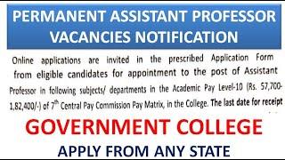 Permanent Assistant Professor Vacancies in Govt. College | PG/UGC NET | Rs 1,82,400 pm