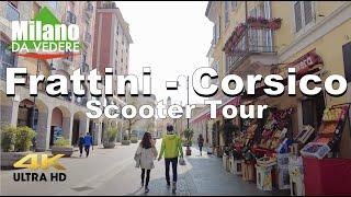 ITALY, MILANO Scooter city tour from Piazza Frattini to Corsico | Biking paths 4K UHD 60fps, 2021