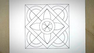 Geometric Square Art | Geometry Square Design Drawing | Square Line Art | Square Vector Art