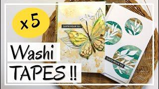 UTILISEZ TOUS VOS WASHI TAPES !! 5 idées originales ! Tuto Carterie DIY Scrapbooking