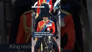 King rides on horseback for Trooping the Colour #itvnews #news #royals #king #kingcharles