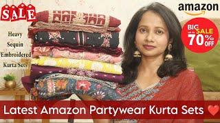 Latest Amazon Partywear Kurti/Kurta Set Haul | Embroidered Kurta Set Haul | Ranjana R