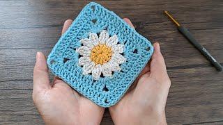 Crochet Daisy Granny Square Beginners friendly  | Chompu Handicrafts