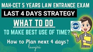 MH LAWCET BA LLB Last 4 days strategy|How to Revise & attempt MH-CET 5 years Law|How to stay calm