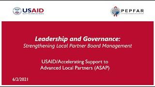 ASAP Webinar: Leaderships and Governance: Strengthening Local Partner Board Management