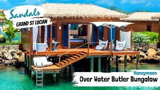 Over-the-Water Honeymoon Butler Bungalow OWB | Sandals Grand St Lucian | Full Tour & Review 4K