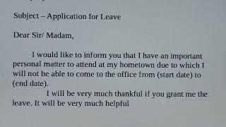 How to write leave letter application to manager / Vacation Leave Letter