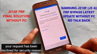 Samsung J210F ( J2-6 ) FRP Bypass Latest Update Without PC Talk Back Not Working Solution