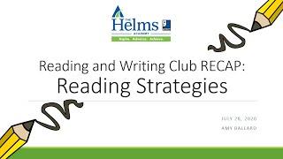 Reading and Writing Club Recap: Reading Strategies - July 28, 2020 - GED, HiSET, and TASC Reading