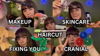 ASMR 5 Minute Roleplay Compilation ️(cranial, haircut, makeup, skincare, fixing you)