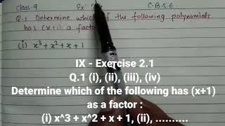 IX-Exercise 2.1,Q.1,Determine which of the following has (x+1)  as a factor (i)x^3 + x^2 + x + 1..