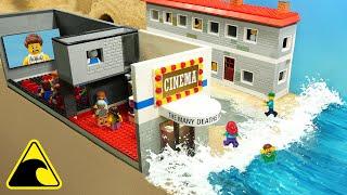 Cinema Flooded in Tsunami Experiment - LEGO Dam Breach - Wave Machine VS Movie Theatre