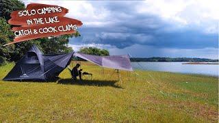 SOLO CAMPING IN THE LAKE l CATCH & COOK CLAMS l KAYAK CAMPING l ASMR l CAMP LIFE EP.25