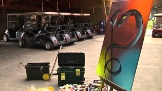 Street Artist Bomber live Spraycan Art on canvas @ Golfpark Am Löwenhof Friedberg-Ockstadt