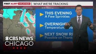 A few sprinkles Thursday evening after a snowy day in Chicago