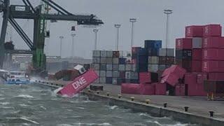 Container Blown in the water by 12 Beaufort windgust!