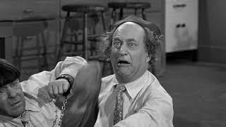 THREE STOOGES Classic Scenes - Stuck in three way HANDCUFFS