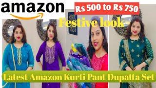 Elegant Partywear| Versatile  | Affordable  Kurti Sets| Latest Stylish Kurtis/Dress | Amazon Haul