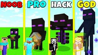 Minecraft Battle: ENDERMAN HOUSE BUILD CHALLENGE - NOOB vs PRO vs HACKER vs GOD / Animation