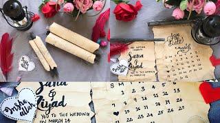 Handmade wedding card|vintage scroll making|Wedding invitation|zuhranwer