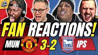 MAN UNITED FANS REACTION TO MAN UNITED 3-2 IPSWICH | PREMIER LEAGUE FAN REACTIONS