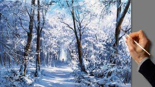  Acrylic Landscape Painting - Forest Winter / Easy Art / Drawing Lessons / Satisfying Relaxing.