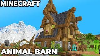 How to Build a Starter ANIMAL BARN in Minecraft 1.18 Survival TUTORIAL