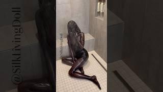 Shower in Zentai. #zentai #SilkLivingDoll #nylonencasement