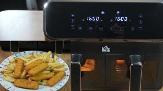 HOMCOM 8L Dual Basket Air Fryer Demonstration & Review