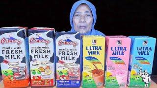 Minum Susu Kotak CIMORY vs ULTRA MILK || Rasa Full Cream || Stroberi || Cokelat | Chocolate Turamisu