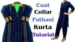 Coat Collar kurti cutting and stitching / fab stitch / sewing / fashion