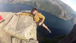 Free Hanging from Preikestolen norway. Pulpit Rock Norway (GOPRO)