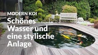 Norberts in die Terrasse eingelassener 13.000 Liter Teich | Modern Koi Blog #6885