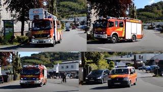 Gruß | Feuerwehr Bigge-Olsberg auf Einsatzfahrt zum Feuer auf Baustelle