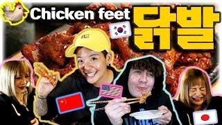 Dave & Erina try CHICKEN FEET for the first time with Amber