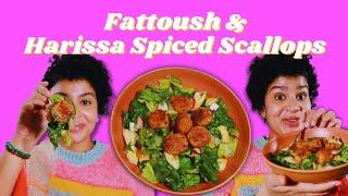 Fattoush Salad & Seared Harissa Spiced Scallops | Fattoush | Scallops | Quick Meatless Monday Recipe