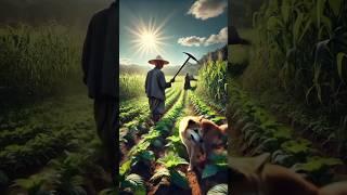 एक गाँव में एक मेहनती किसान  ‍ #ai #dog #frmer