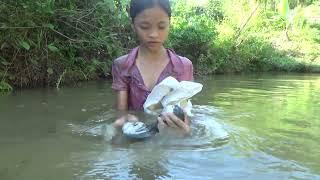 Poor girl - Harvesting clams, snail go to the village to sell - Green forest life