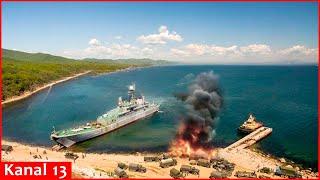 Successive explosions in Desantnaya Bay where Russia’s Pacific Fleet and warehouses are located