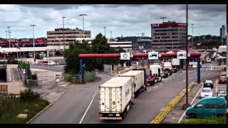 4K Time Lapse - Truck Traffic At Toll Station, Hamburg