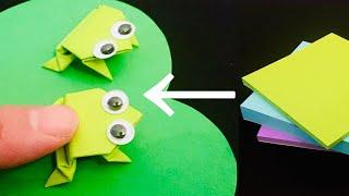 Sticky Note Origami Jumping Frog / Post-it Origami / Easy Origami Frog