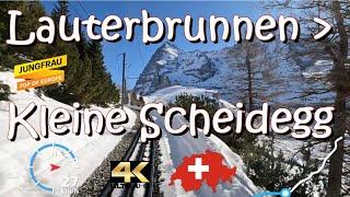 CAB RIDE 4K  Lauterbrunnen - Wengen - Kleine Scheidegg  Jungfrau  Wengernalpbahn / Switzerland 