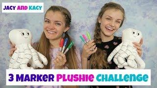 3 Marker Plushie Challenge ~ Fun DIY Doodle Plushie ~ Jacy and Kacy