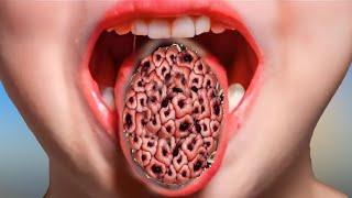 ASMR removal trypophobia Maggots & Worm infected tounge | ASMR Animation Tritment@ViPasmr0.1