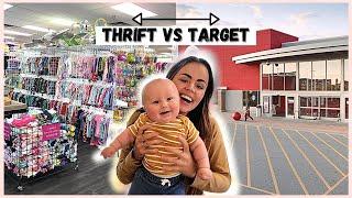 BABY CLOTHES THRIFT VS TARGET HAUL //THRIFT SUMMER BABY CLOTHES WITH ME//GENDER NEUTRAL